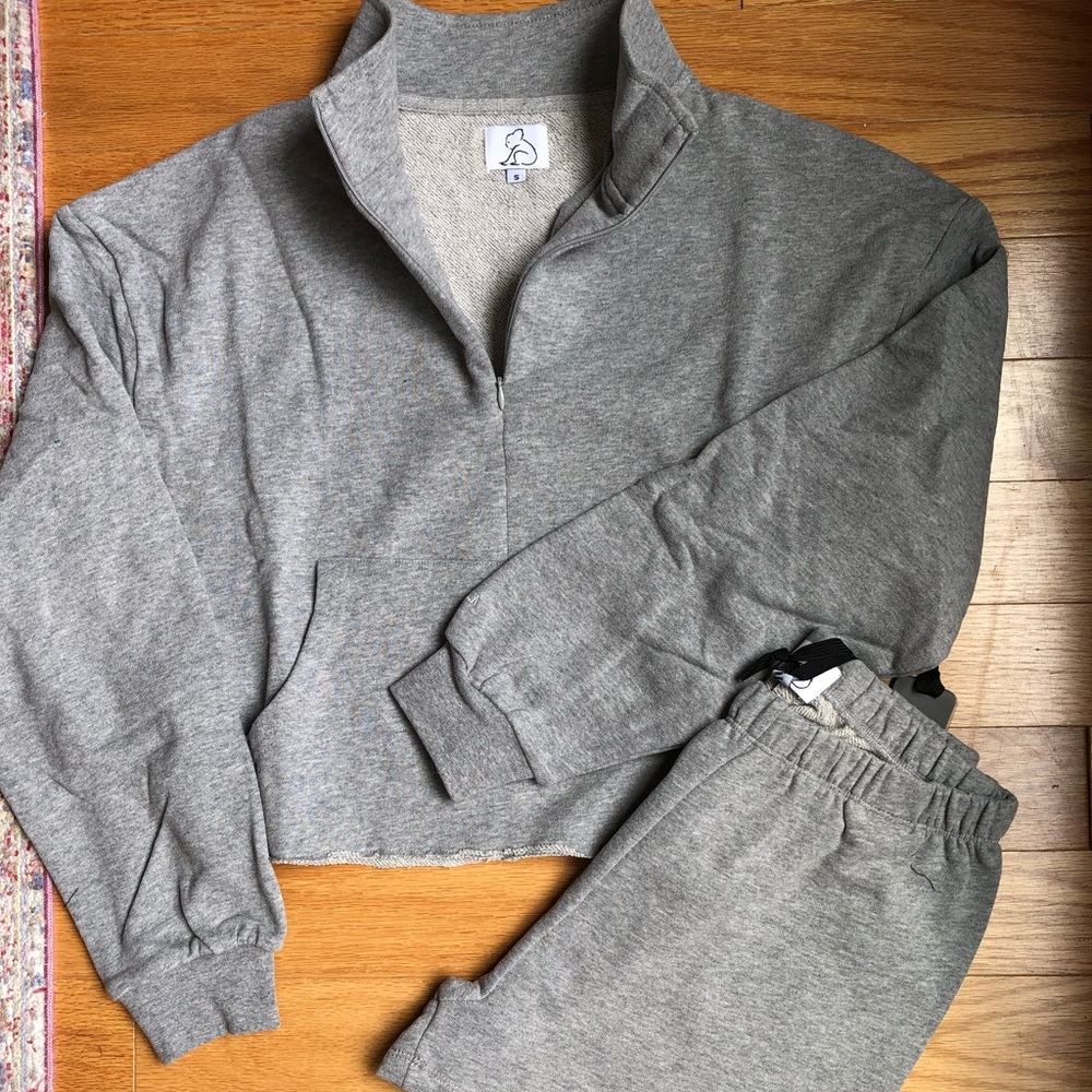 Heather Gray Cropped Raw Hem Quarter ZIP